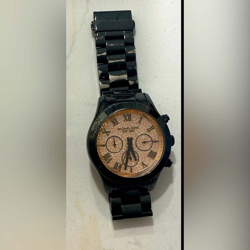 Michael Kors Black and rose gold watch